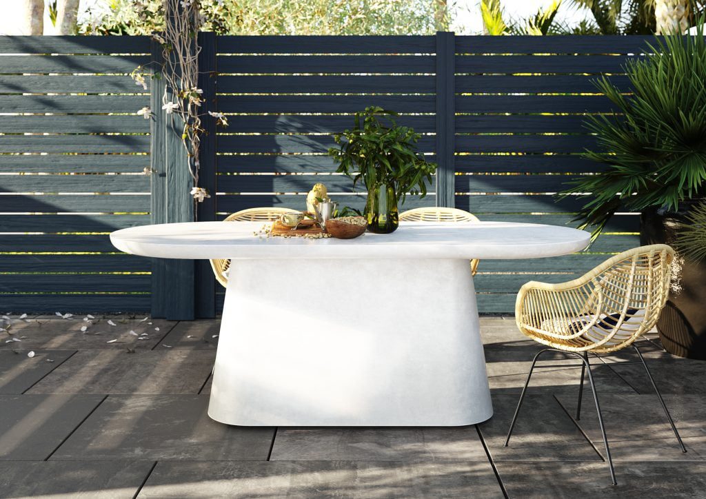 White Concrete Oval Dining Table Indoor Outdoor