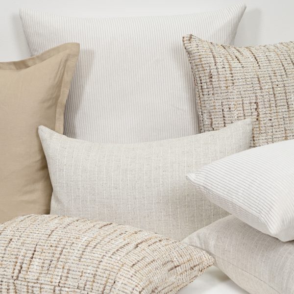 Elements Linen Cushion - Oatmeal - 55 X 55 - Feather Fill - Image 8