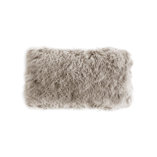 Tibetan Fur Lumbar Cushion - Grey Snowflake