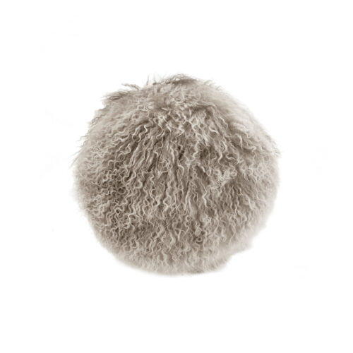 Tibetan Fur Round Cushion - Grey Snowflake