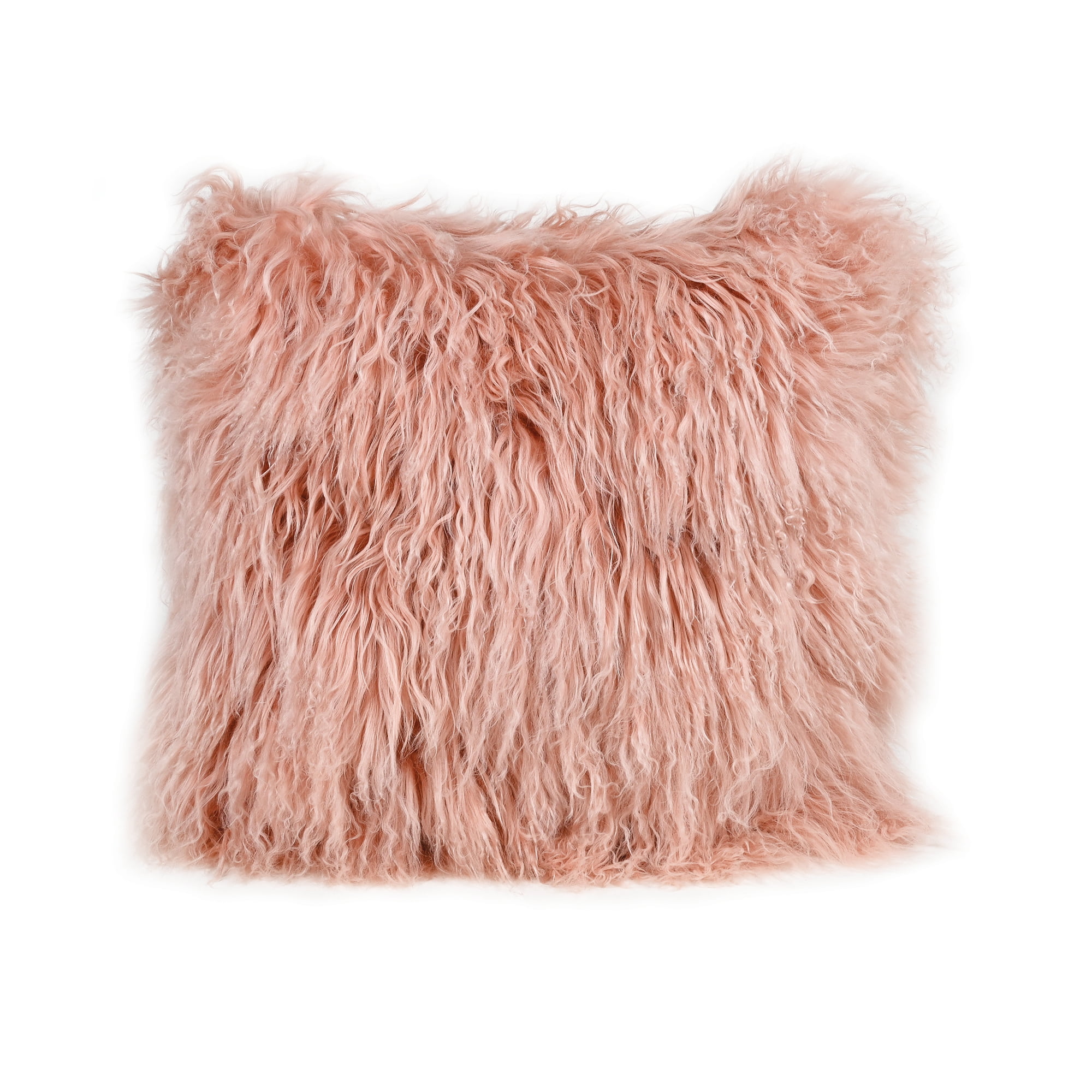 Pink Mongolian Hide Cushion