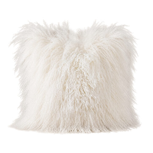 White Tibetan Fur Cushion