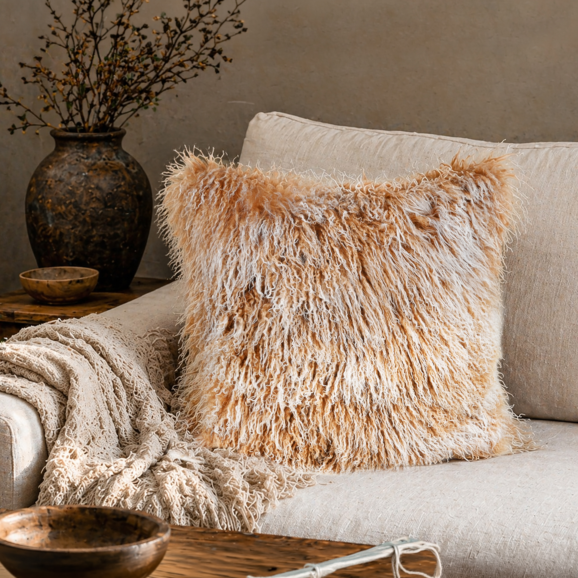 Snowflake Tibetan Fur Cushion - Image 2