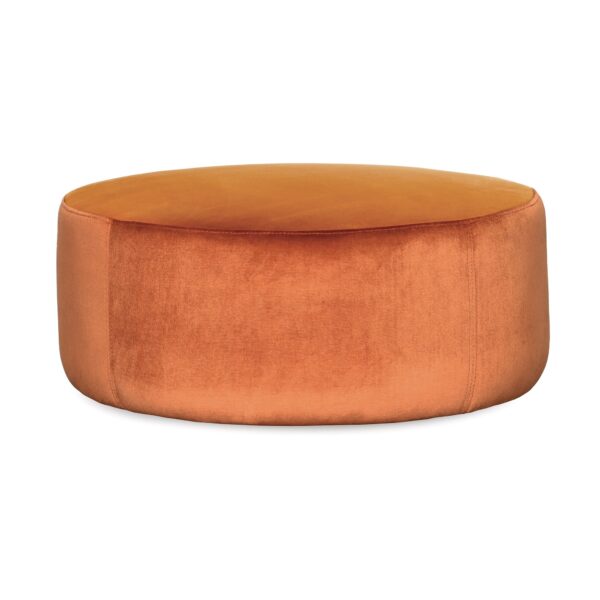 Round Orange Velvet Ottoman