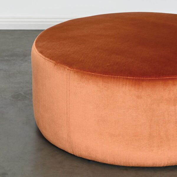 Round Orange Velvet Ottoman