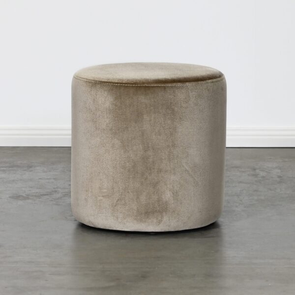 Round Brown Velvet Ottoman