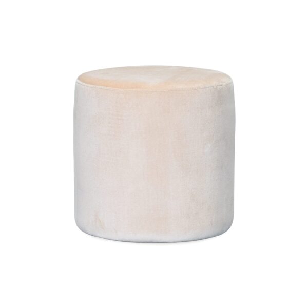 Round Beige Velvet Ottoman