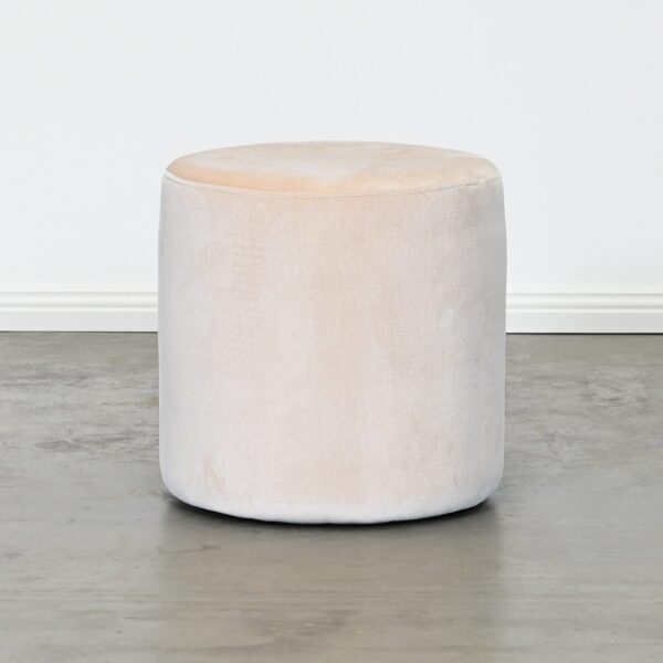 Round Beige Velvet Ottoman