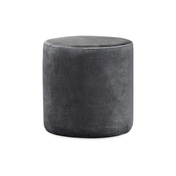 Round Grey Velvet Ottoman