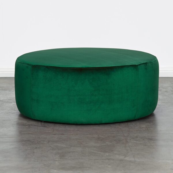 Round Green Velvet Ottoman