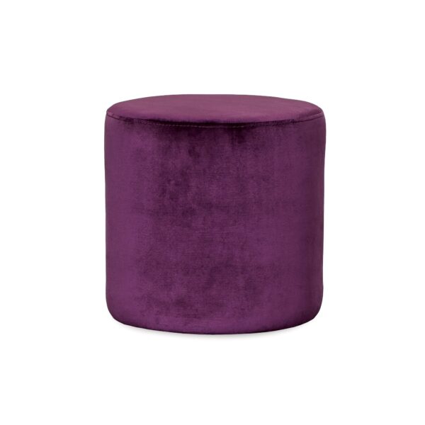 Round Purple Velvet Ottoman