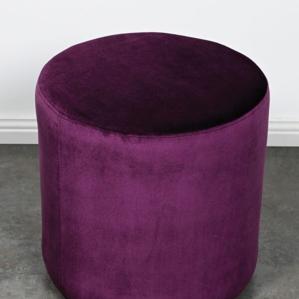 Round Purple Velvet Ottoman