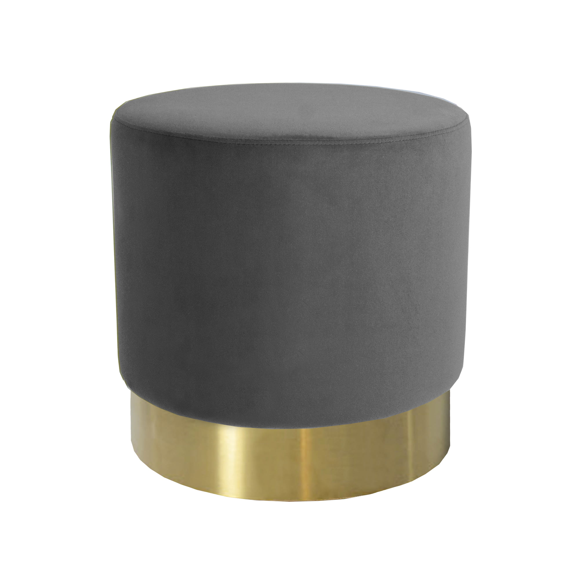 Round Grey Velvet Ottoman