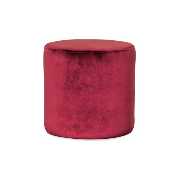 Round Red Velvet Ottoman