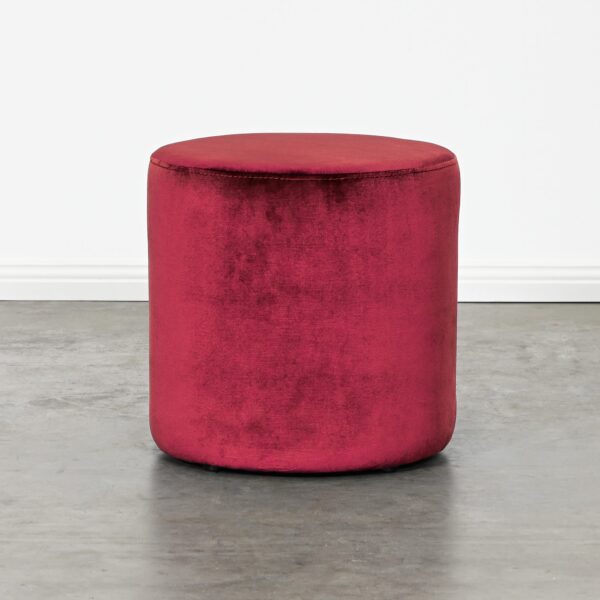 Round Red Velvet Ottoman