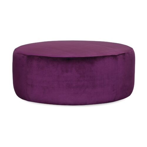 Round Purple Velvet Ottoman