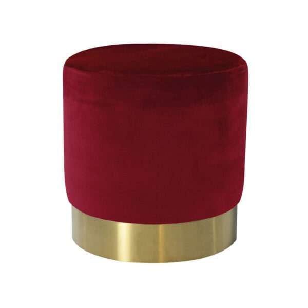 Round Red Velvet Ottoman