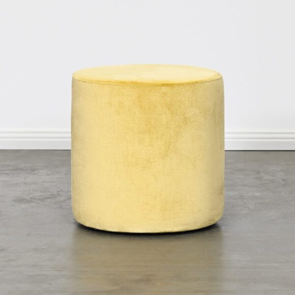 Round Yellow Velvet Ottoman