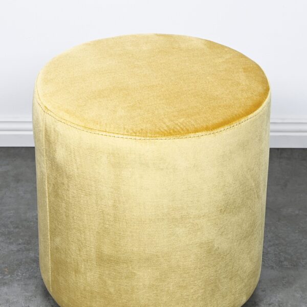 Round Yellow Velvet Ottoman