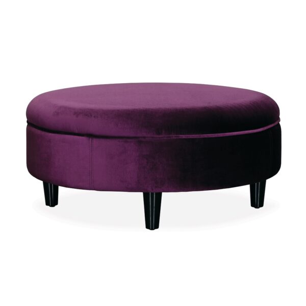 Round Purple Velvet Ottoman