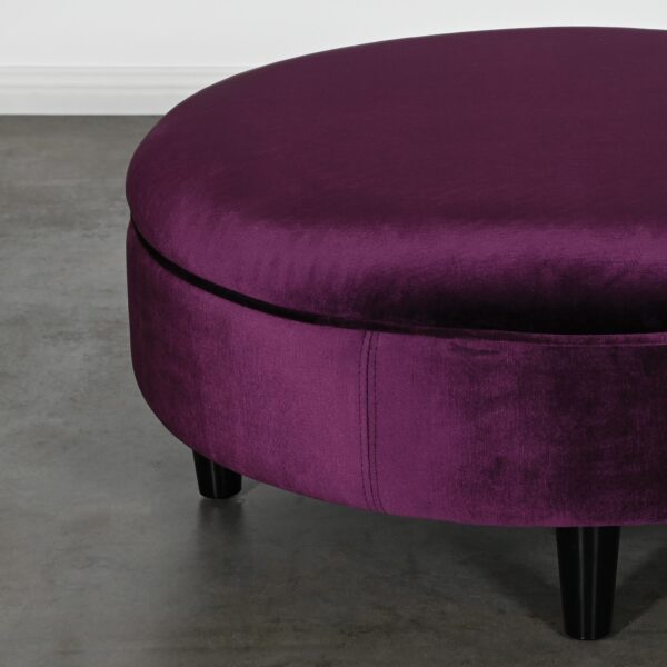 Round Purple Velvet Ottoman