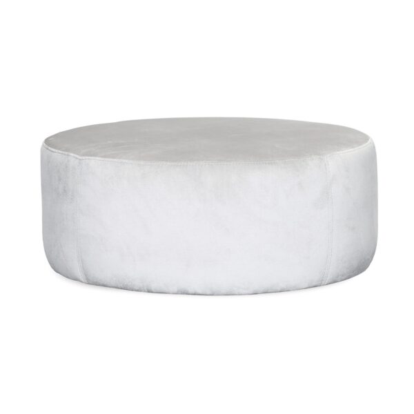 Round Grey Velvet Ottoman