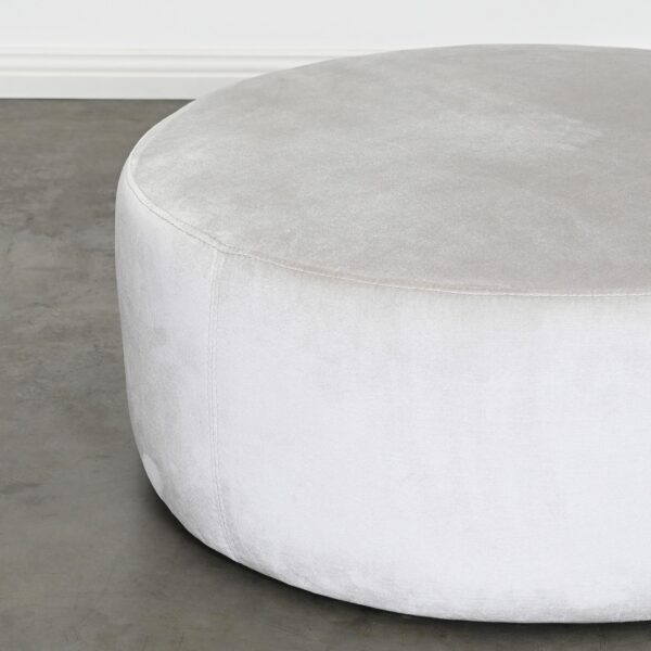 Round Grey Velvet Ottoman