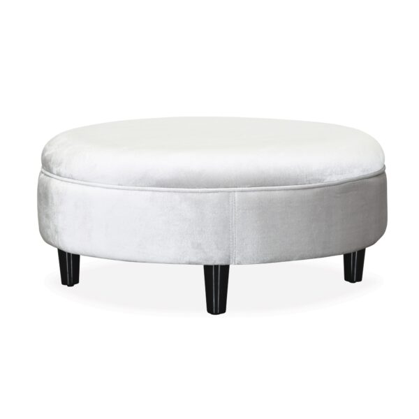 Round Grey Velvet Ottoman