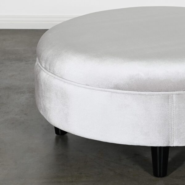 Round Grey Velvet Ottoman