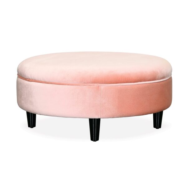 Round Pink Velvet Ottoman