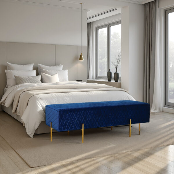 Coco Quilted Ottoman - French Navy - Image 2