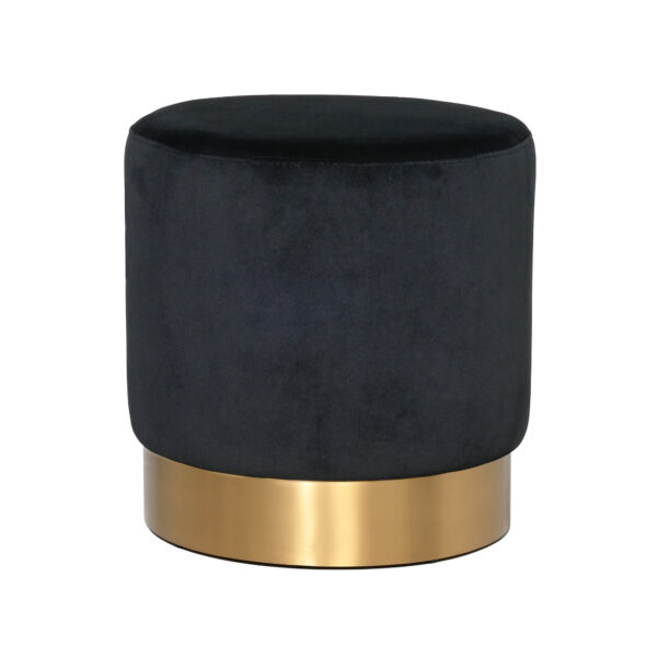 Milan Velvet Ottoman Small - Black