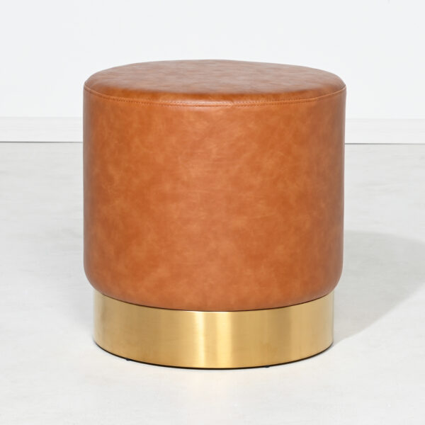 Milan Recycled Leather Ottoman Small - Cognac - Image 3