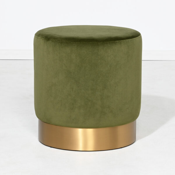 Milan Velvet Ottoman Small - Olive - Image 3