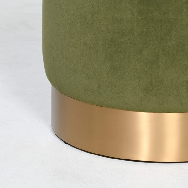 Milan Velvet Ottoman Small - Olive - Image 5