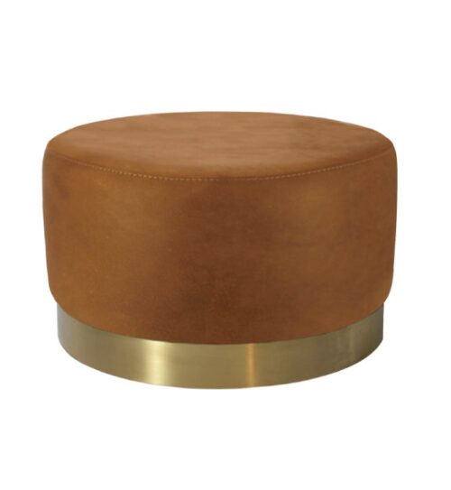 Recycled Leather Brown Ottoman Stool