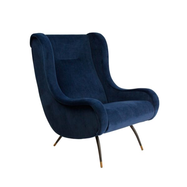 Navy Blue Velvet Armchair