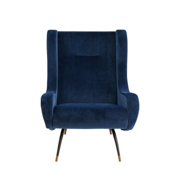 Navy Blue Velvet Armchair