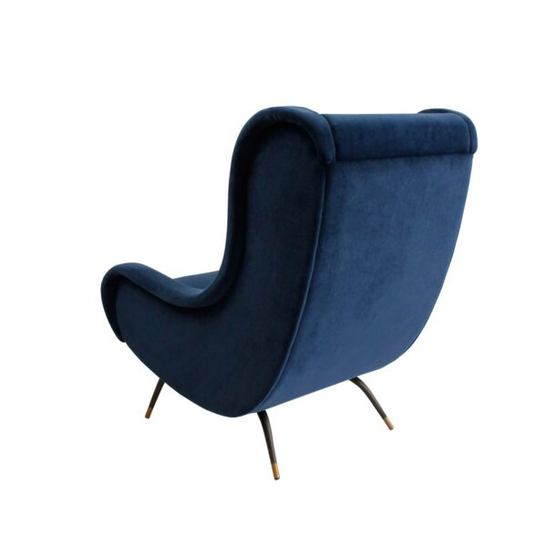 Navy Blue Velvet Armchair