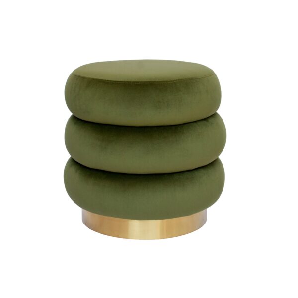 Round Green Velvet Ottoman