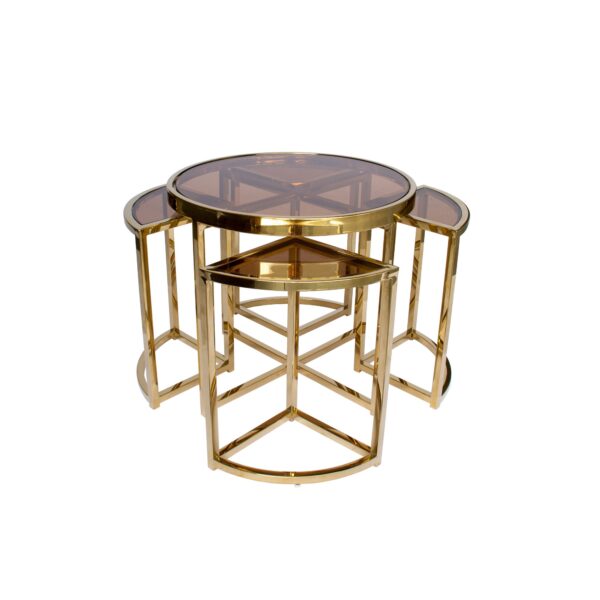Gold Nesting Side Table With Glass Top