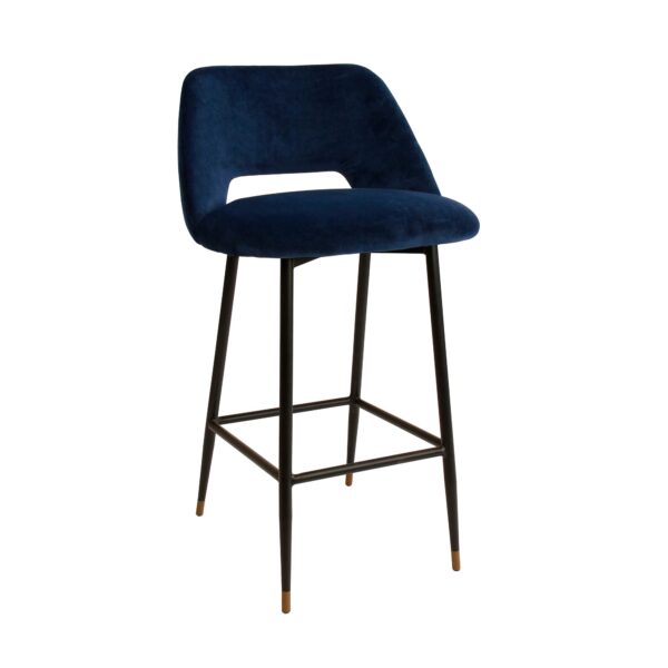 Milan Velvet Bar Stool - Navy