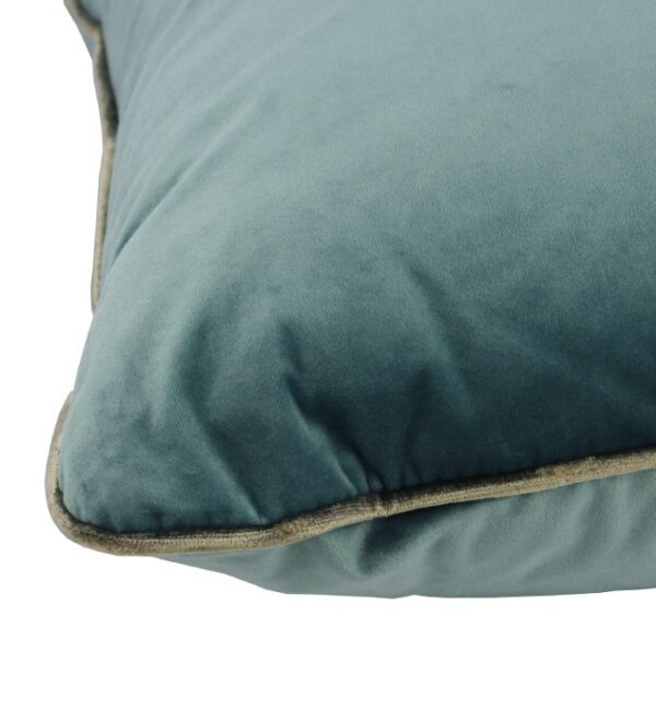 Coco Piped Velvet Cushions - Aqua ( Gold Trim )