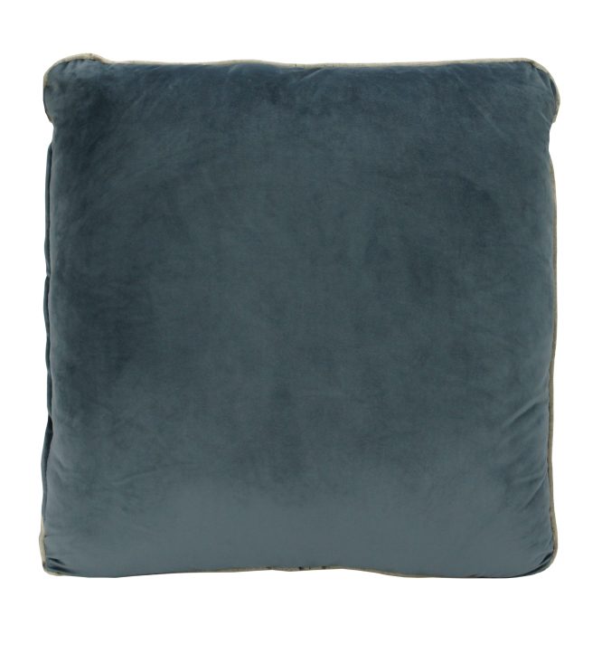 Coco Piped Velvet Cushions Steel Blue Gold Trim Darcy Duke