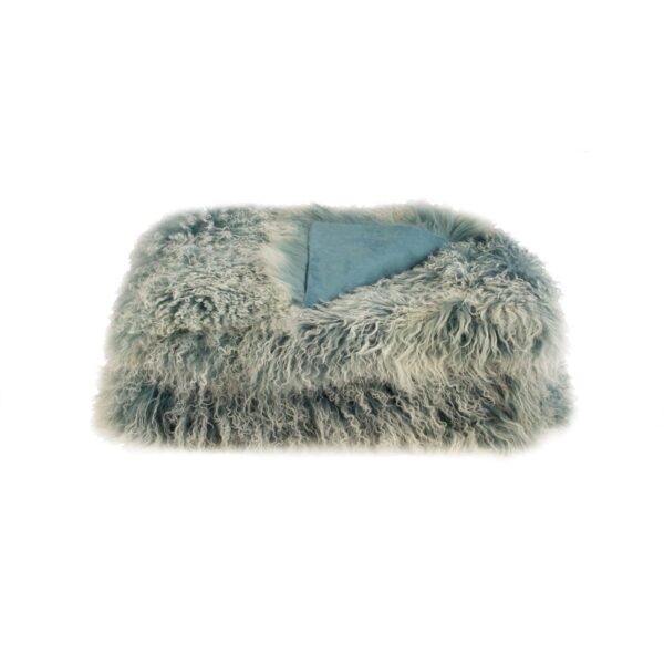 Tibetan Fur Throw - Blue Snowflake