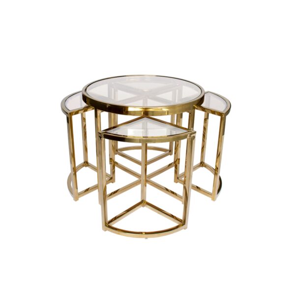 Gold Nesting Side Table With Glass Top