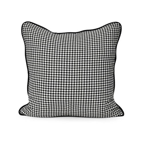 Houndstooth Print Piped Cushion
