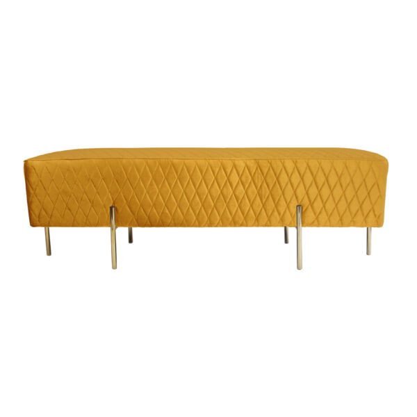 Gold Orange Quilted Ottoman Bench