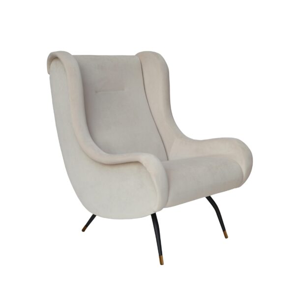 Ivory Beige Velvet Armchair