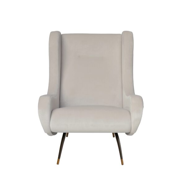 Ivory Beige Velvet Armchair